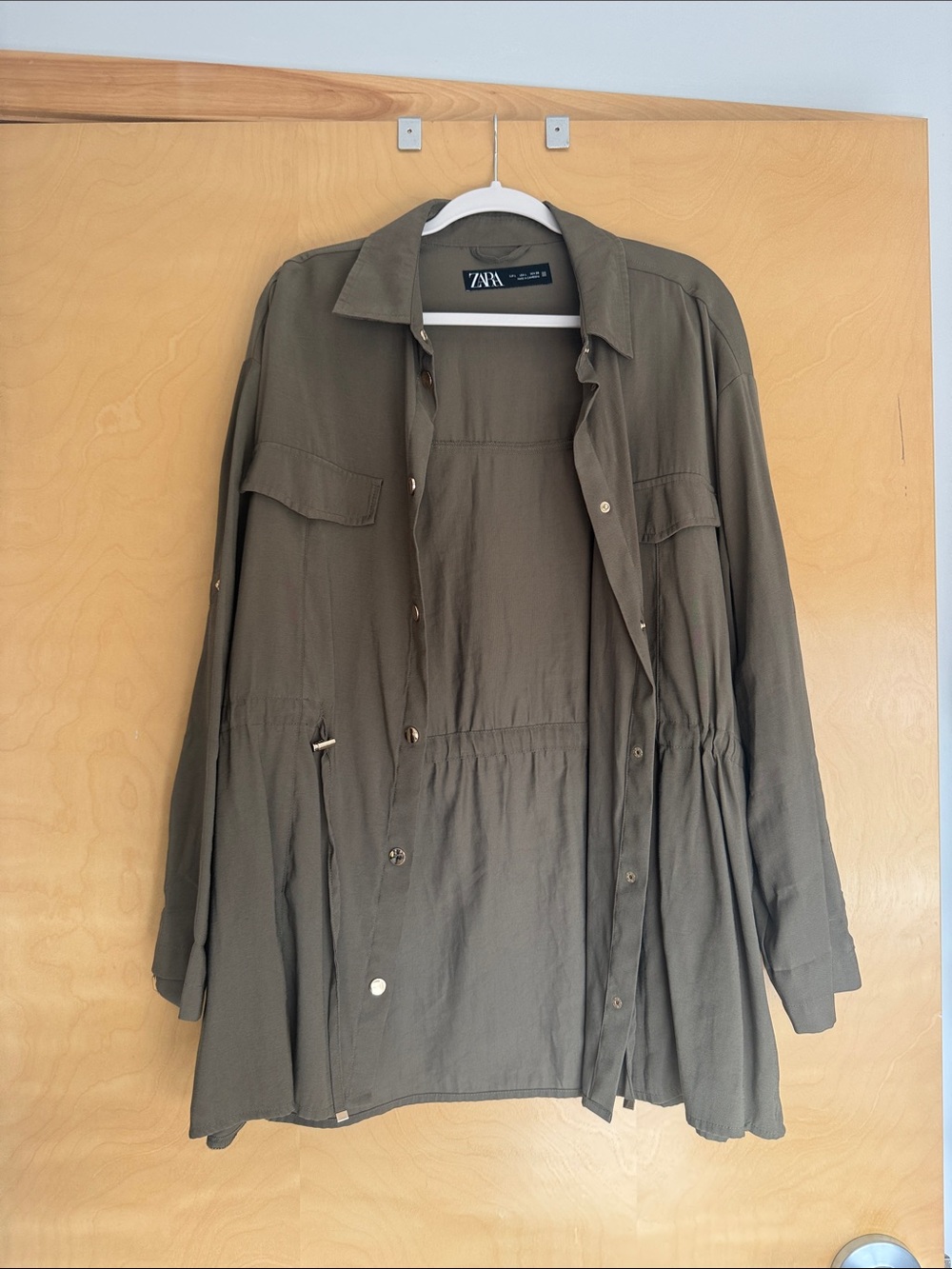 Zara Olive Green Utility Drawstring Jacket
